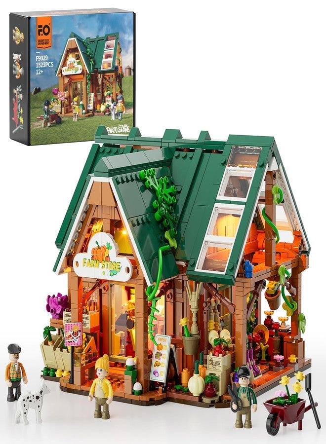 Funwhole Farm-Store Lighting Building-Bricks Set - Farm Shop LED Light Construction Building Model Set 1523 Pcs for Adults and Teen - Image 1